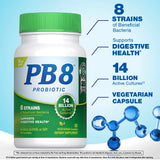 PB8 Probiotic with 14 billion active cultures in a bottle of 60 vegetarian capsules.